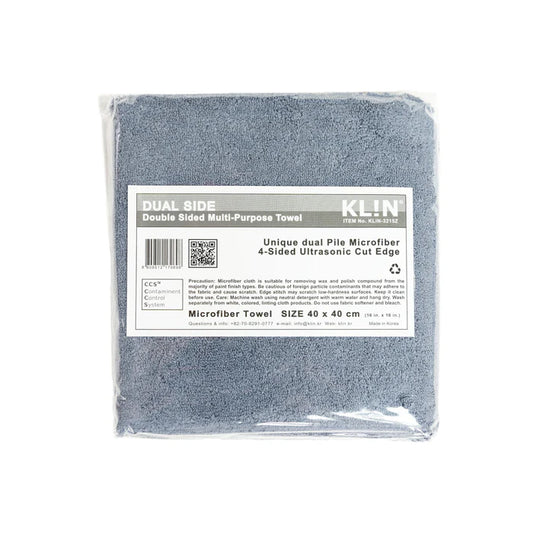 Klin Dual side microfiber towel in packaging with white background