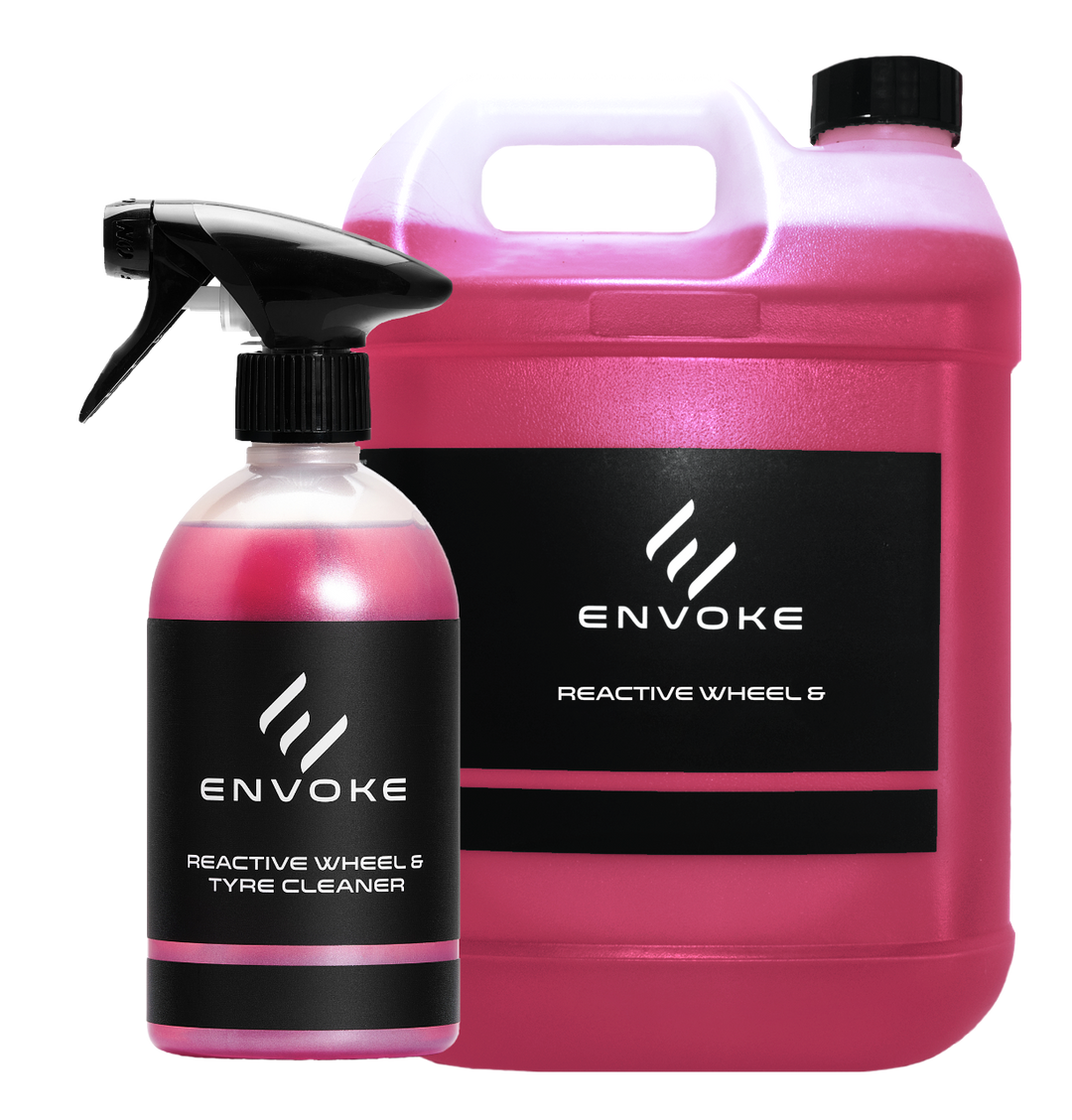 envoke reactive wheel and tire cleaner on white background