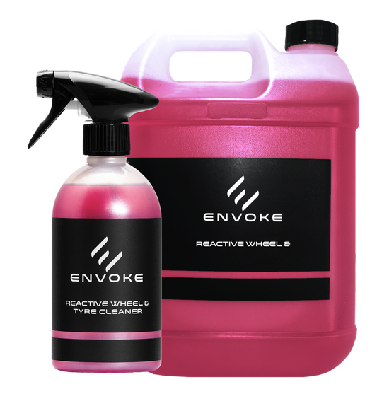 envoke reactive wheel and tire cleaner on white background